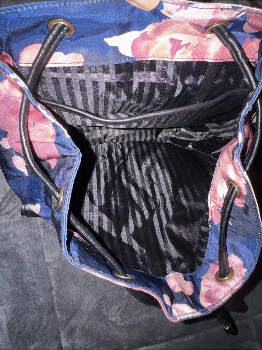 Victoria's Secret Black Floral Backpack with Pink Flowers - Picture 4 of 6